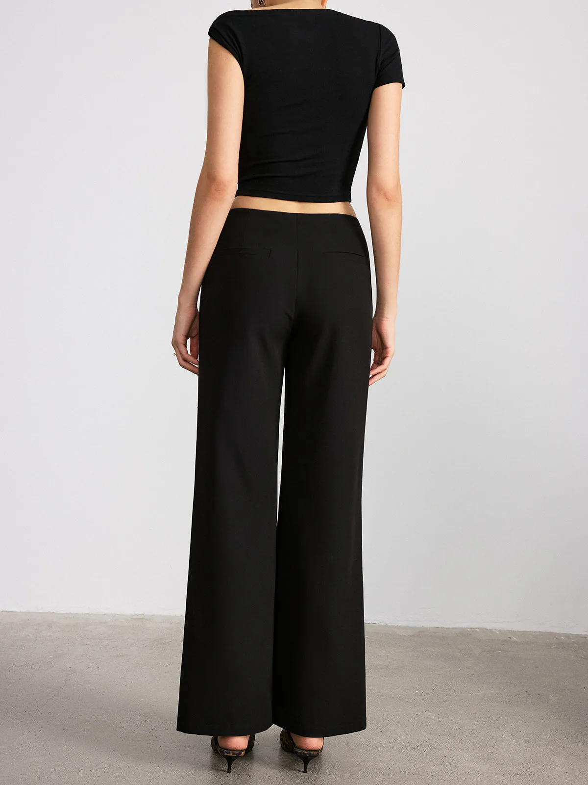 Mid-Waist Straight-Leg Pants sold by COMMENSE product image thumbnail 3