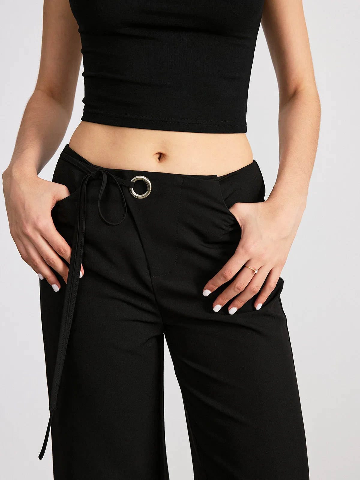 Mid-Waist Straight-Leg Pants sold by COMMENSE product image thumbnail 2