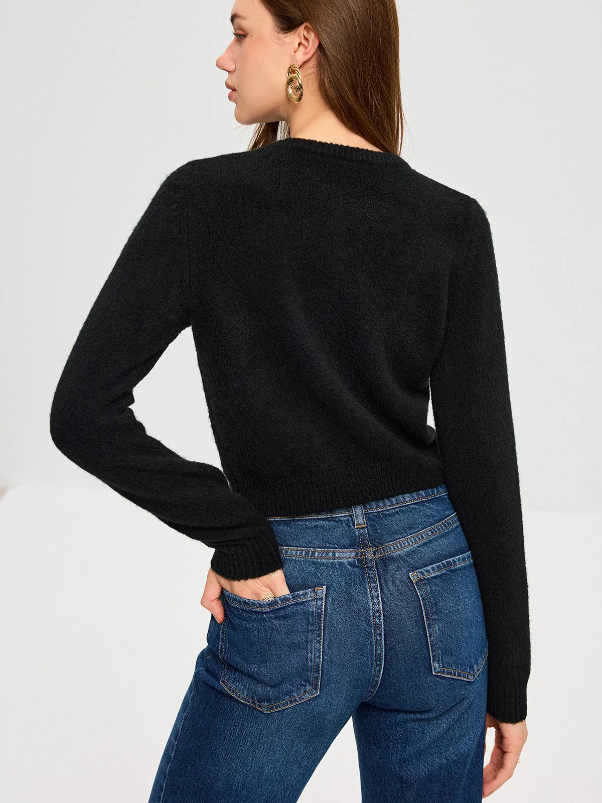 Wool Blend Metal Button Cardigan sold by COMMENSE product image thumbnail 5