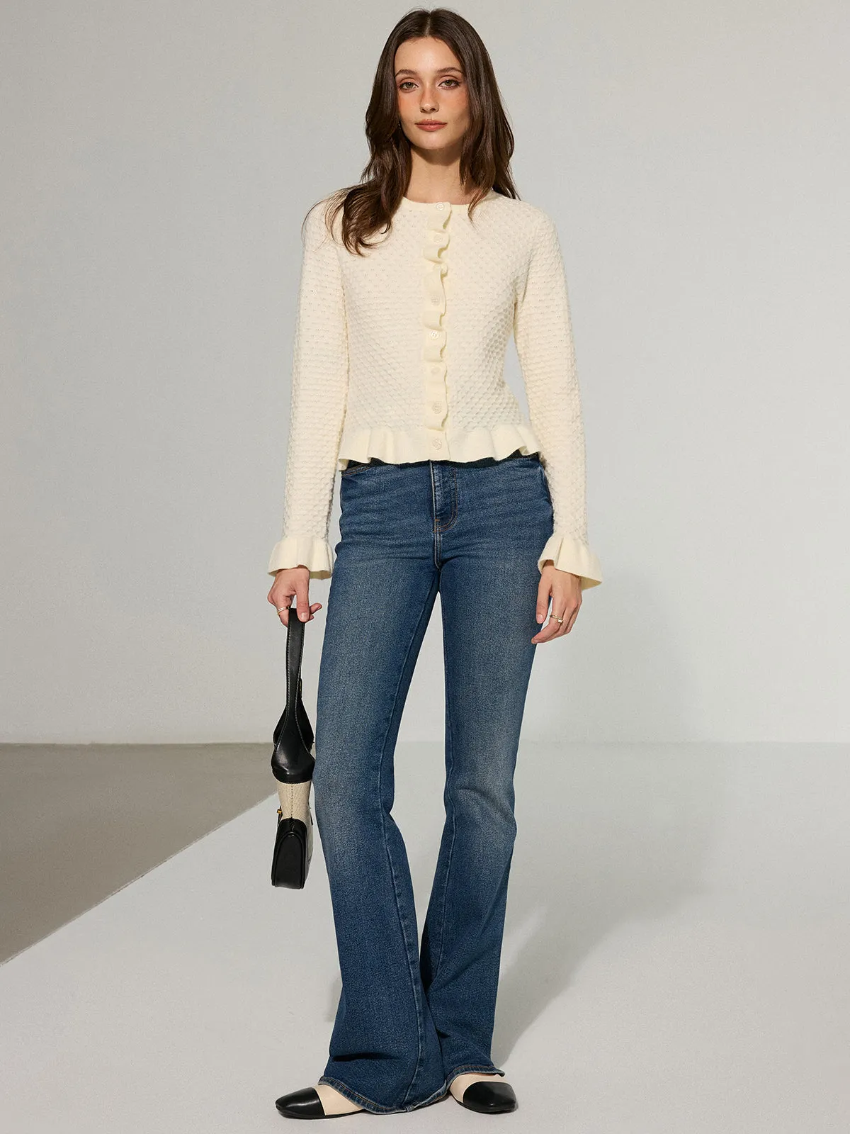 Textured Ruffle Knit Top sold by COMMENSE product image thumbnail 2