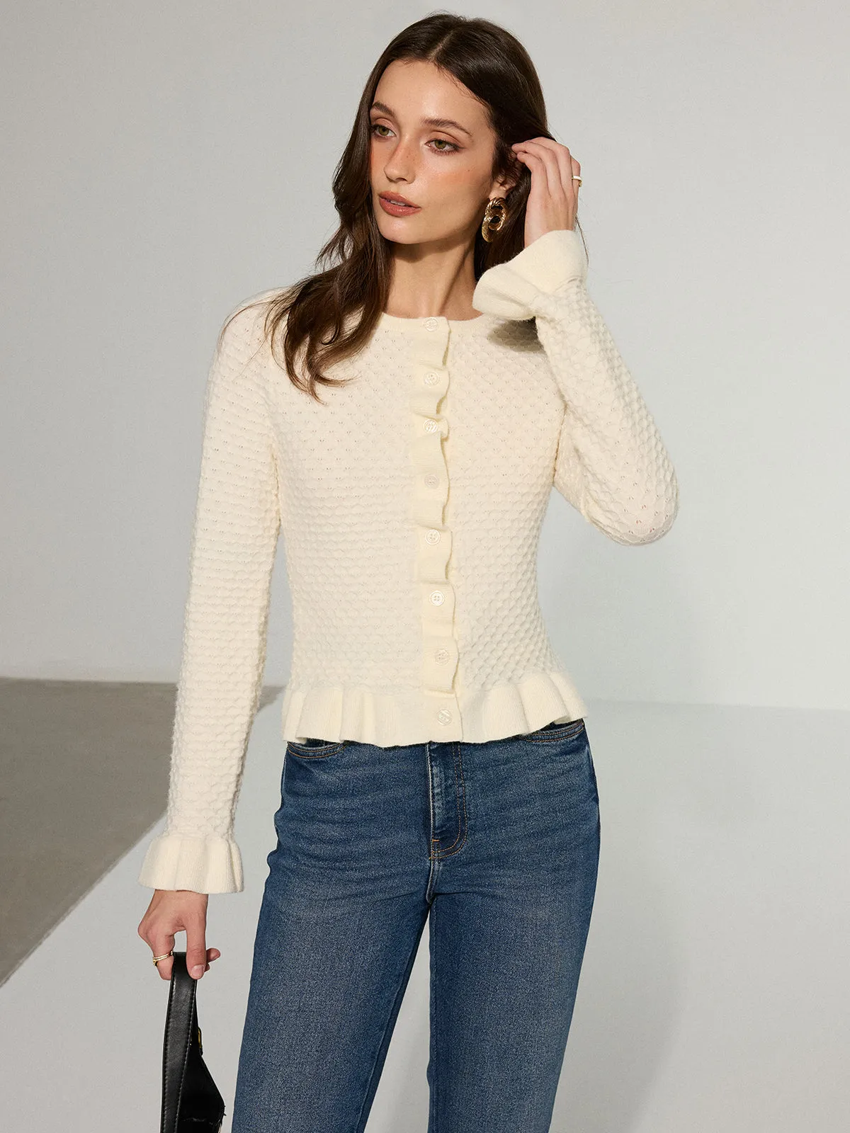 Textured Ruffle Knit Top sold by COMMENSE product image thumbnail 3