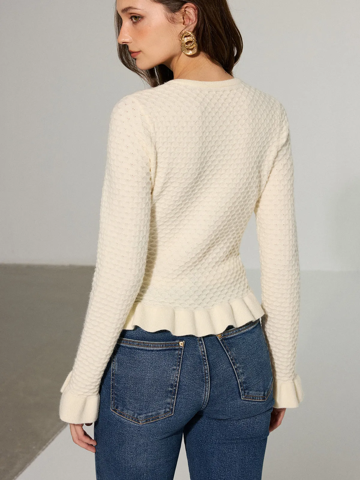 Textured Ruffle Knit Top sold by COMMENSE product image thumbnail 4