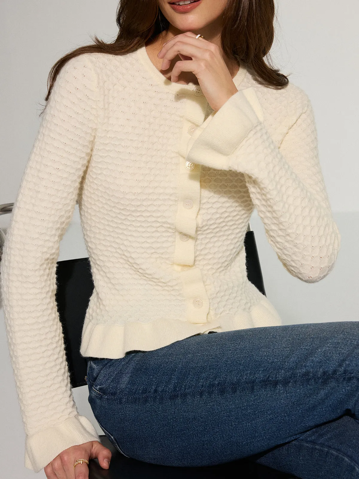 Textured Ruffle Knit Top sold by COMMENSE product image thumbnail 5