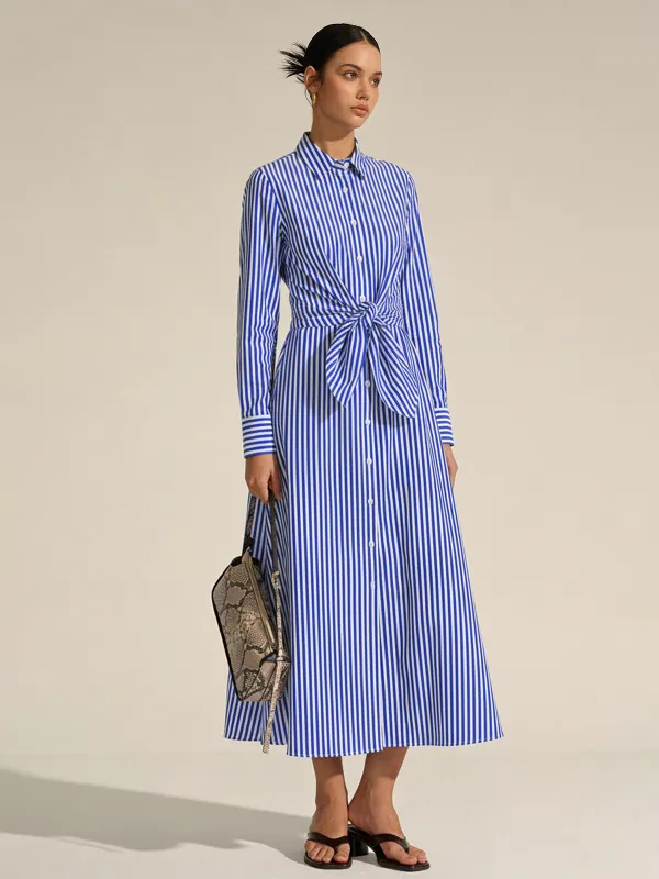 Striped Knot Shirt Dress sold by COMMENSE