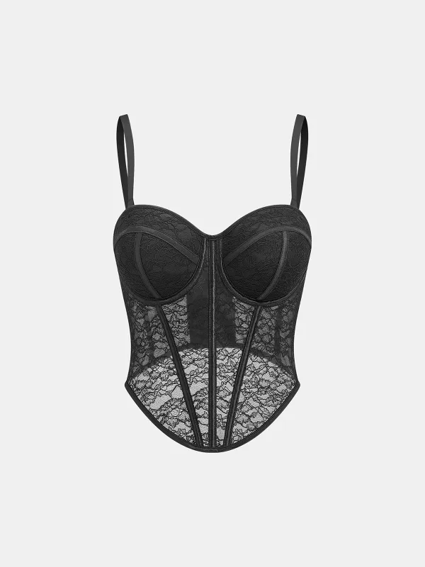 Lace Sheer Corset Top sold by COMMENSE