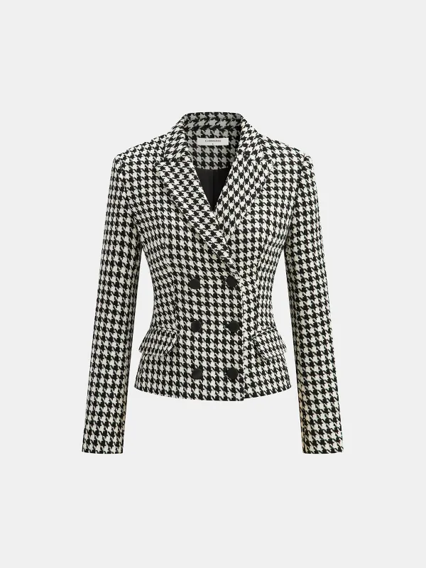 Houndstooth Tweed Double-Breasted Blazer sold by COMMENSE