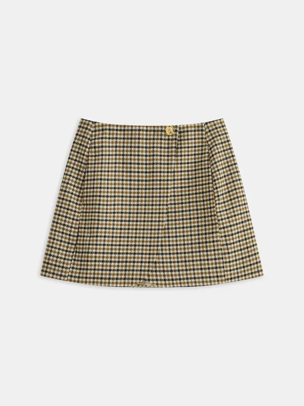 Metal Detail Checkered Mini Skirt sold by COMMENSE