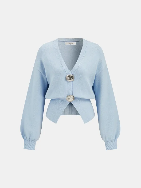 Metal Shell Split Hem Knit Cardigan sold by COMMENSE