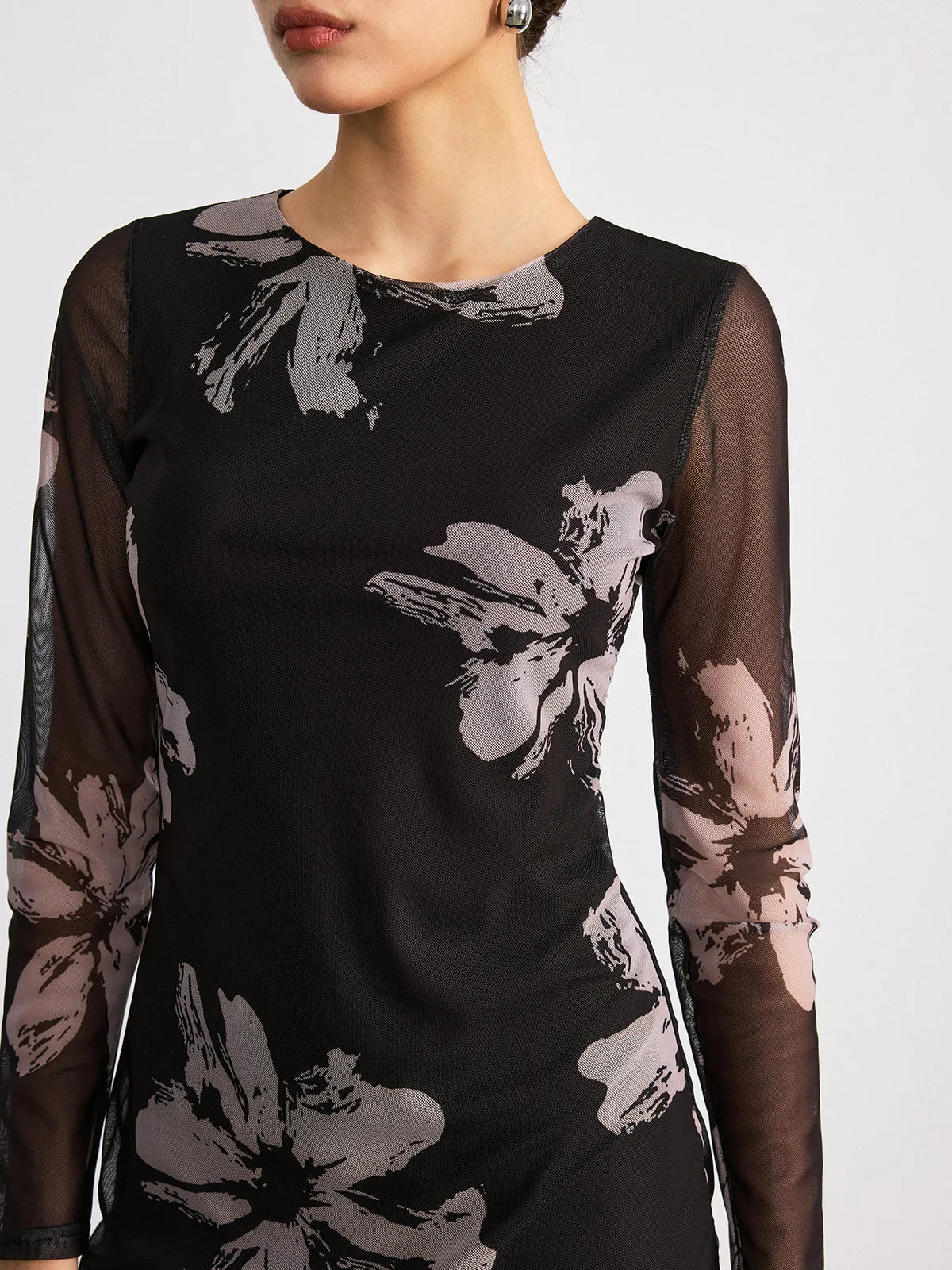 Floral Print Long Sleeve Maxi Dress sold by COMMENSE product image thumbnail 4