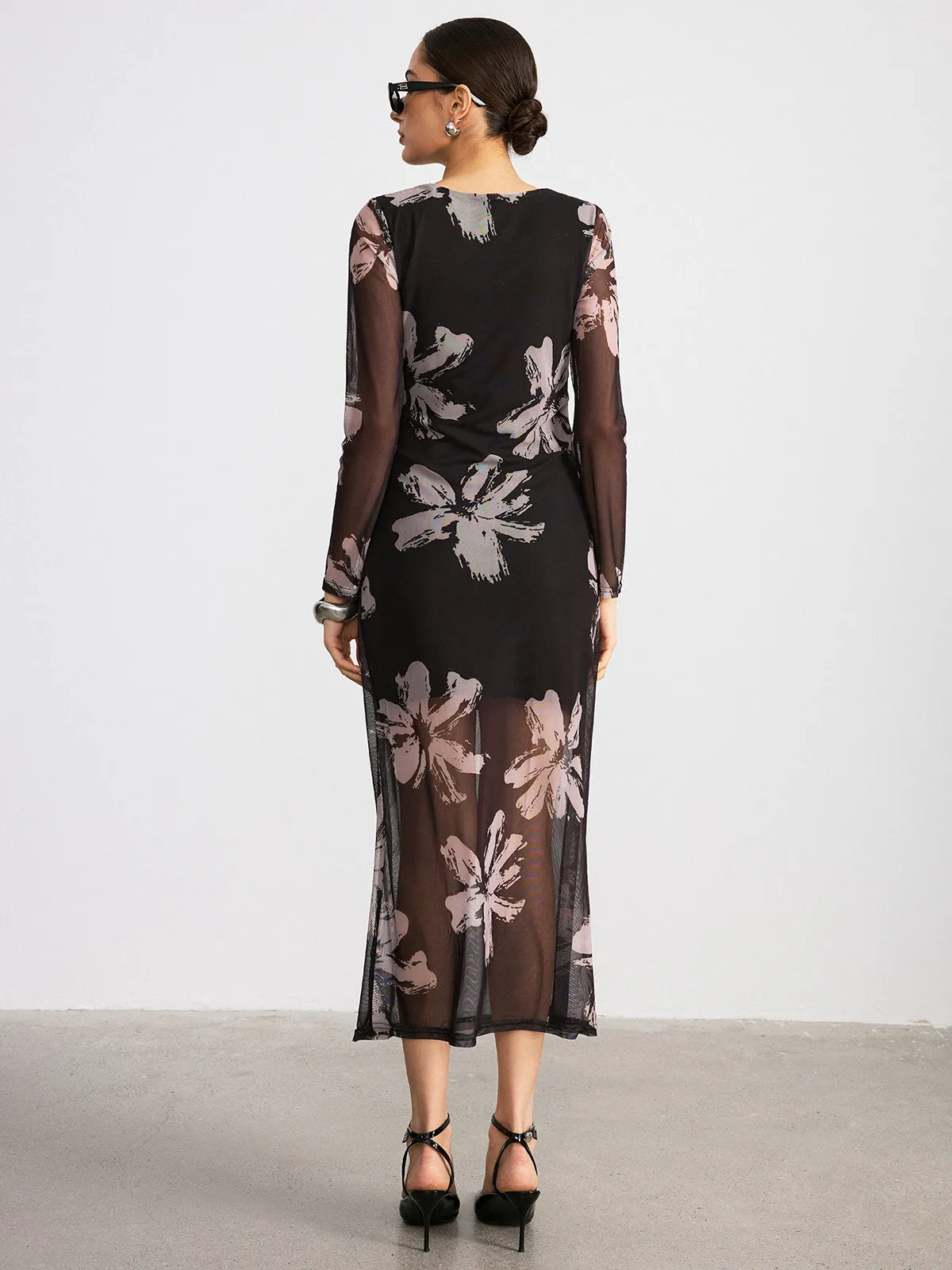 Floral Print Long Sleeve Maxi Dress sold by COMMENSE product image thumbnail 5
