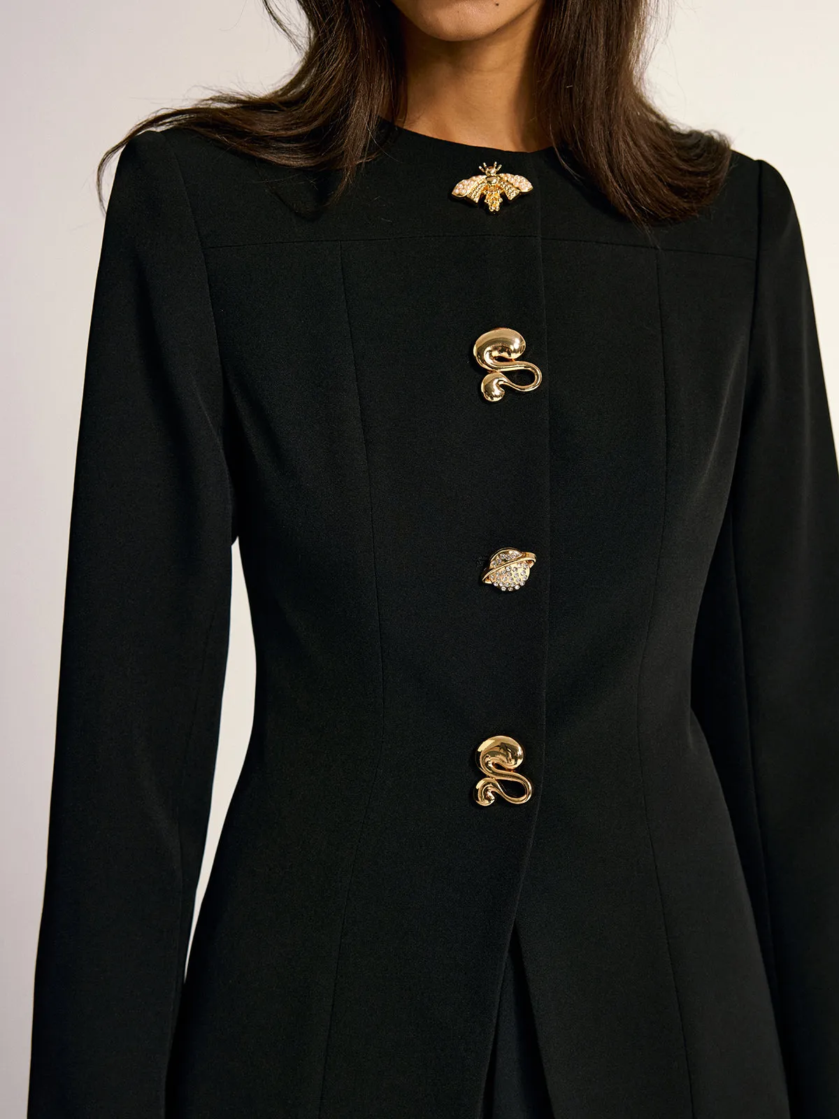Metal Detail Crew Neck Blazer sold by COMMENSE product image thumbnail 4