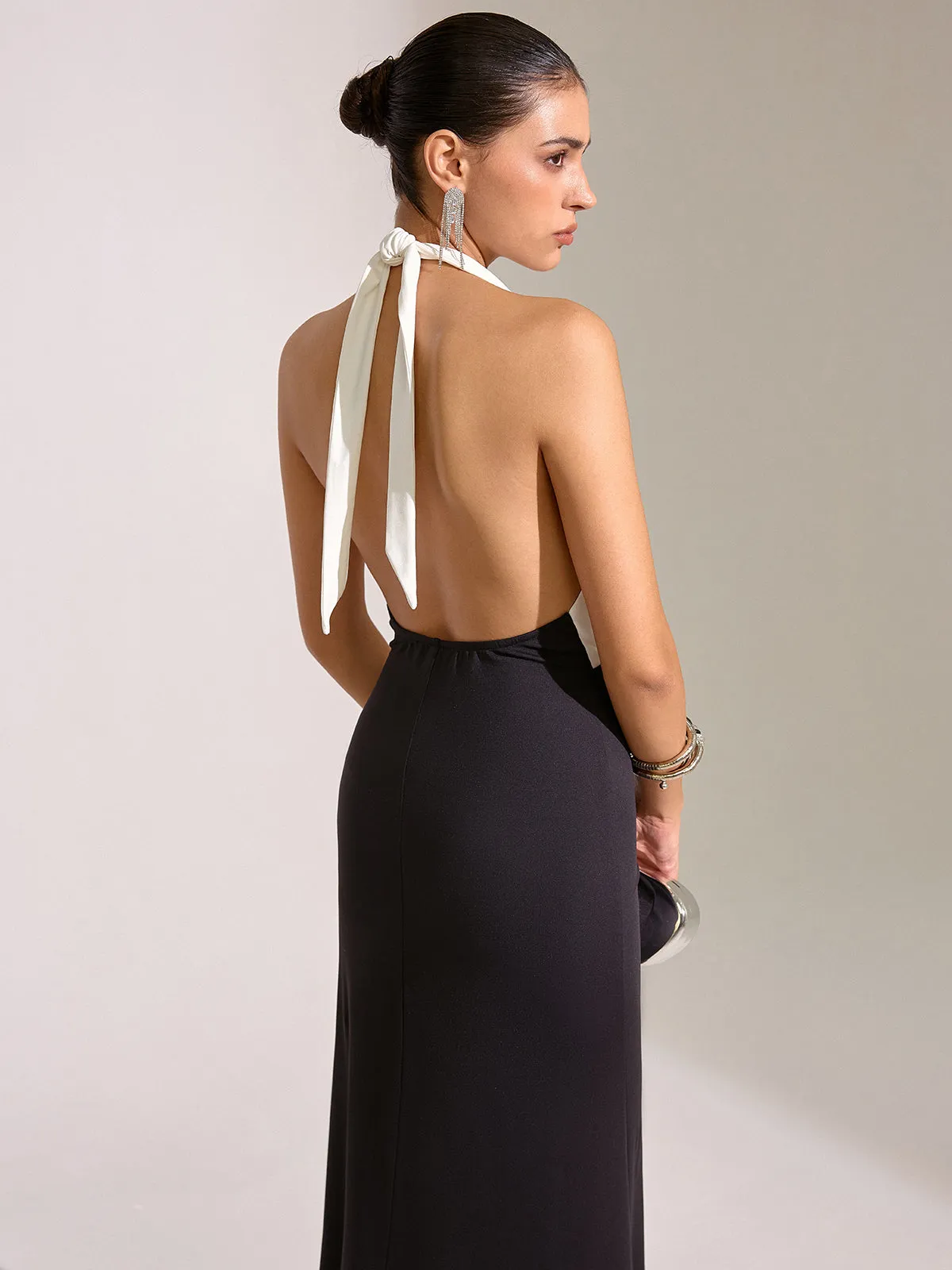 Halter Neck Backless Maxi Dress sold by COMMENSE product image thumbnail 5