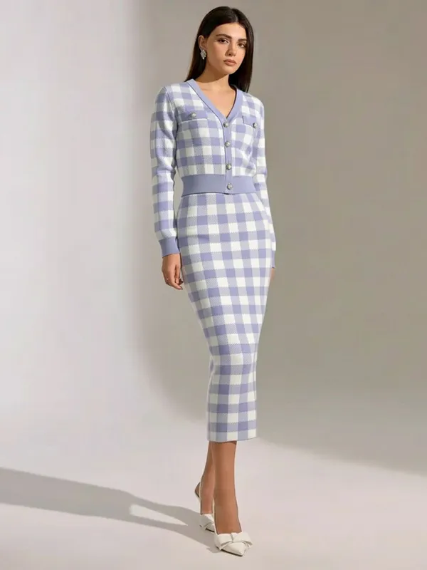 Vintage Plaid Wool Blend Sweater Skirt sold by COMMENSE