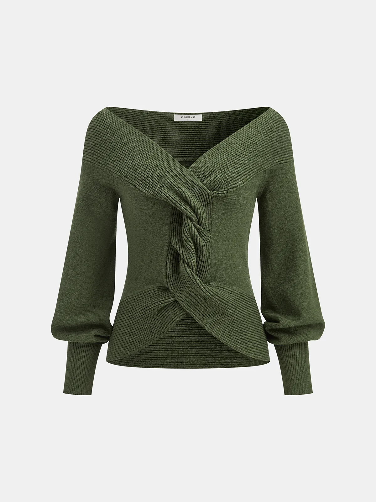 Off-Shoulder Twist Knit Top sold by COMMENSE product image thumbnail 2