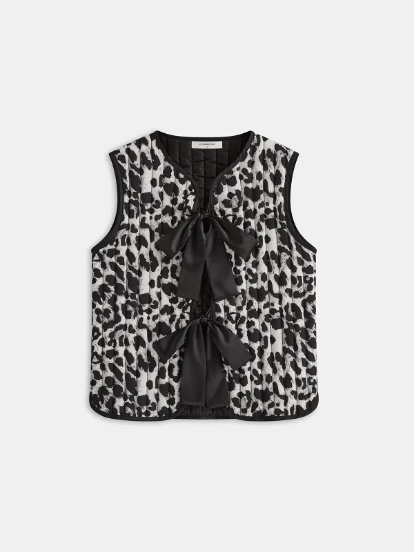 Bow Tie Leopard Print Quilted Vest sold by COMMENSE