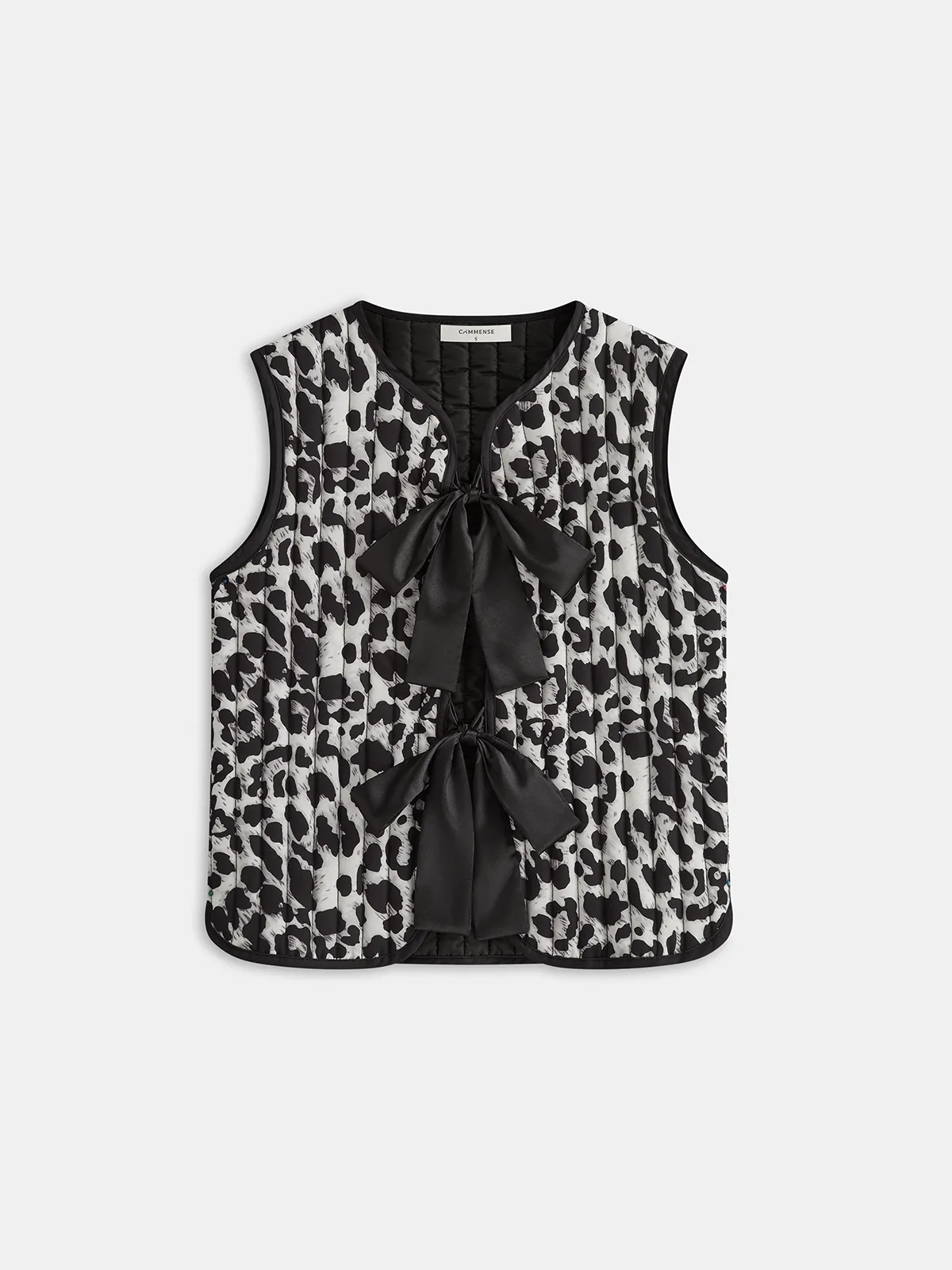 Bow Tie Leopard Print Quilted Vest sold by COMMENSE