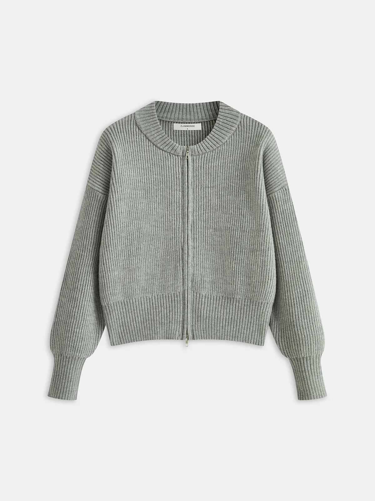 Crew Neck Zip-Up Knit Outerwear sold by COMMENSE