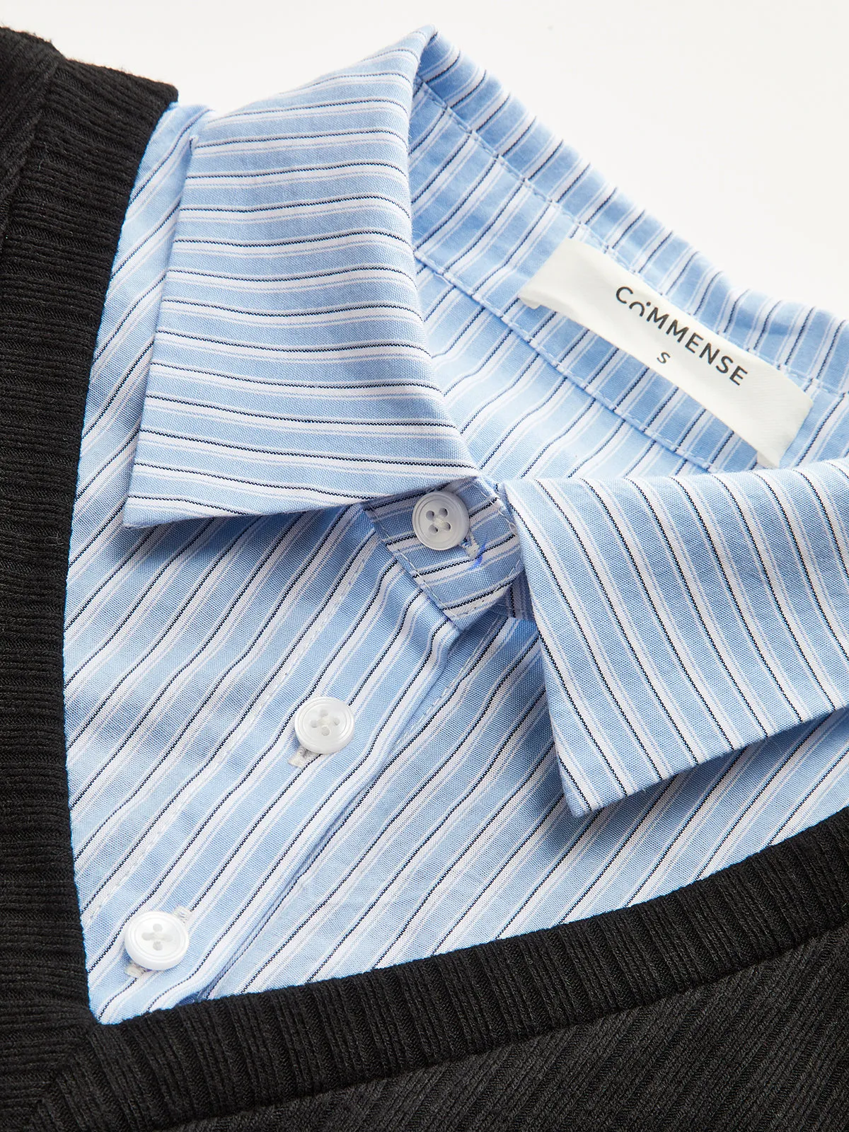 2 in 1 Striped Shirt Panel Ribbed Bodysuit sold by COMMENSE product image thumbnail 3