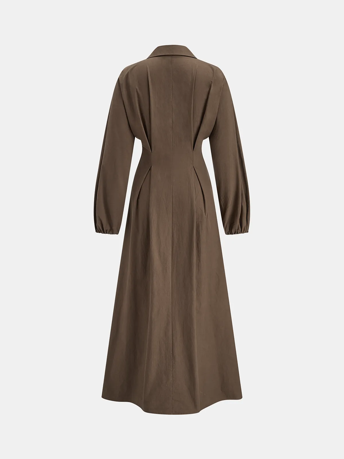 Long Sleeve Button Front Cotton Shirt Dress sold by COMMENSE product image thumbnail 2
