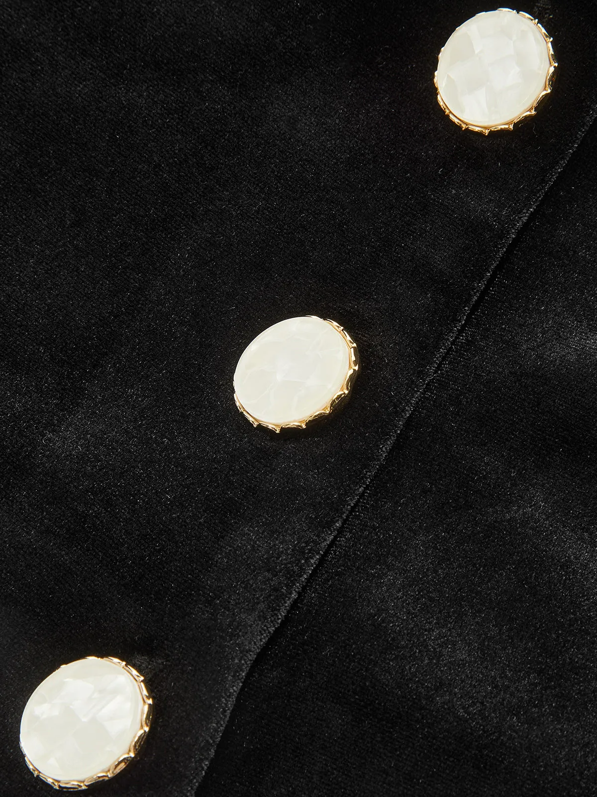 Velvet-Cinched V-Neck Chiffon Paneled Cropped Blouse sold by COMMENSE product image thumbnail 3