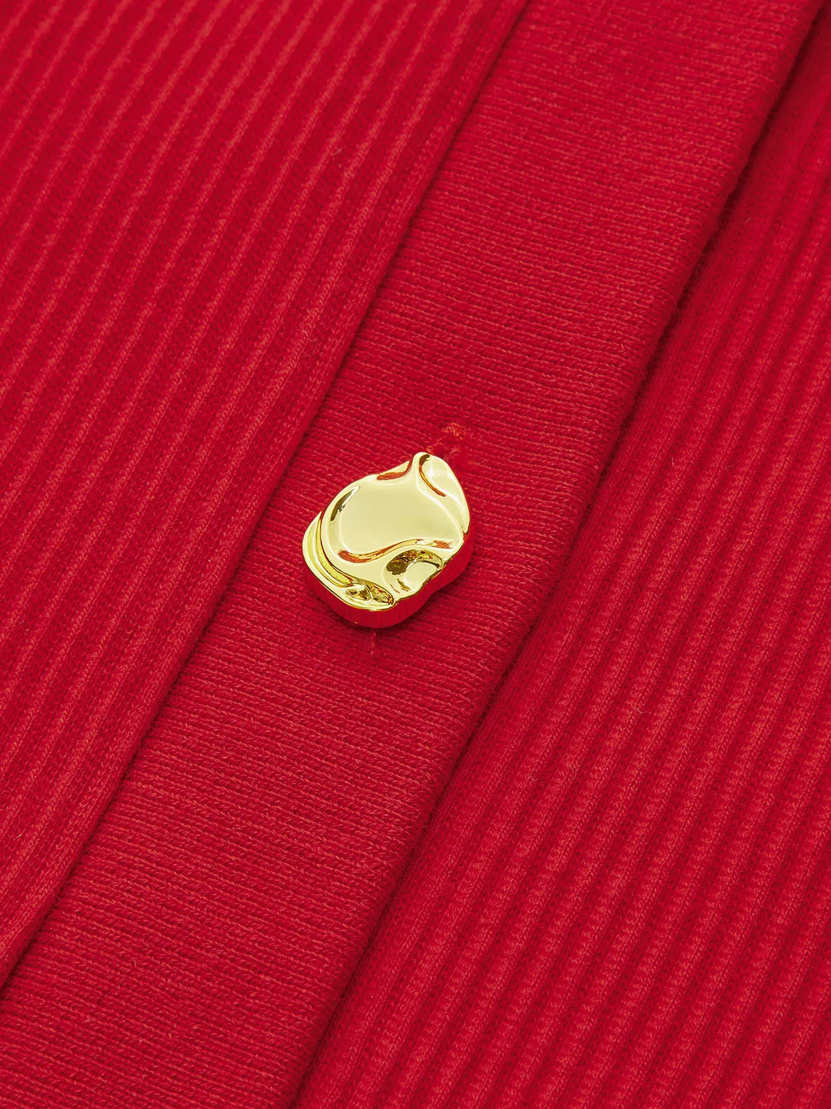 Scalloped Sleeve Button Ribbed Knit Mini Dress sold by COMMENSE product image thumbnail 3