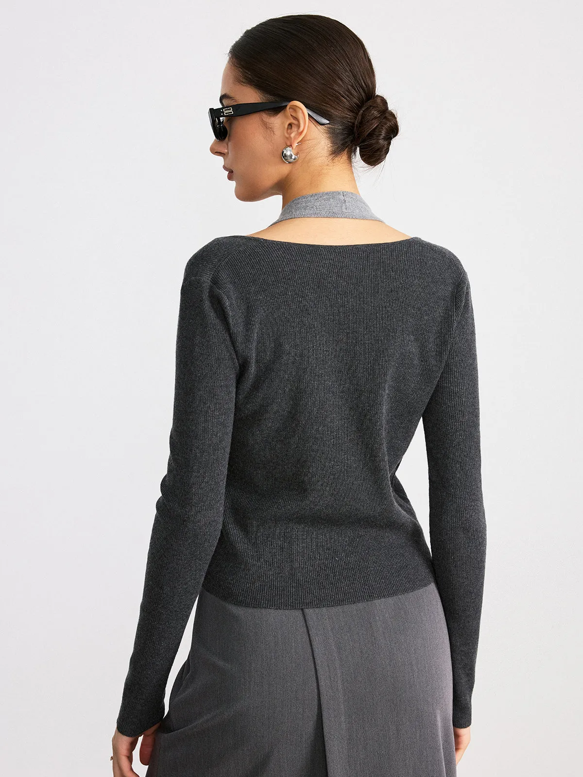 2 in 1 Twist Color-Block Wool Blend Knit Top sold by COMMENSE product image thumbnail 5