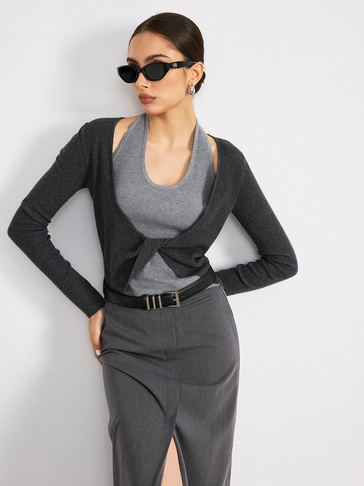 2 in 1 Twist Color-Block Wool Blend Knit Top sold by COMMENSE product image thumbnail 4
