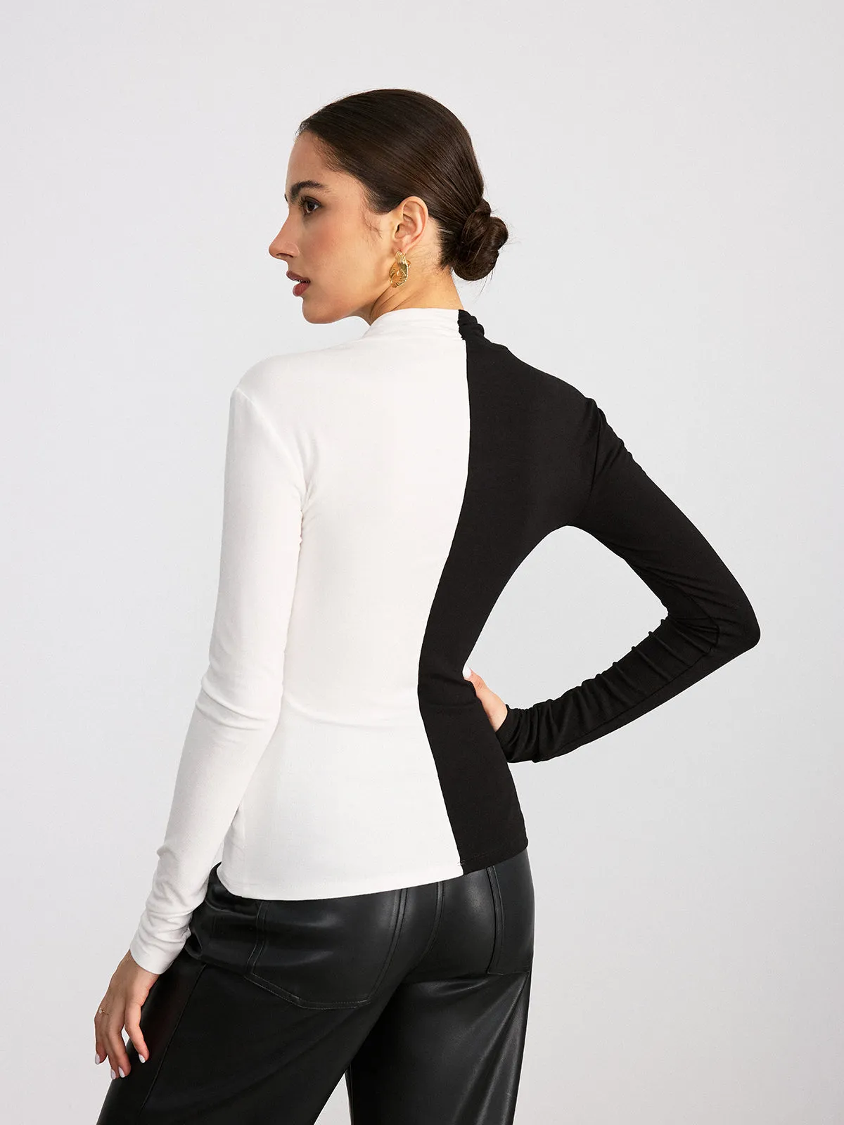 Two-Tone Ruched T-Shirt sold by COMMENSE product image thumbnail 4