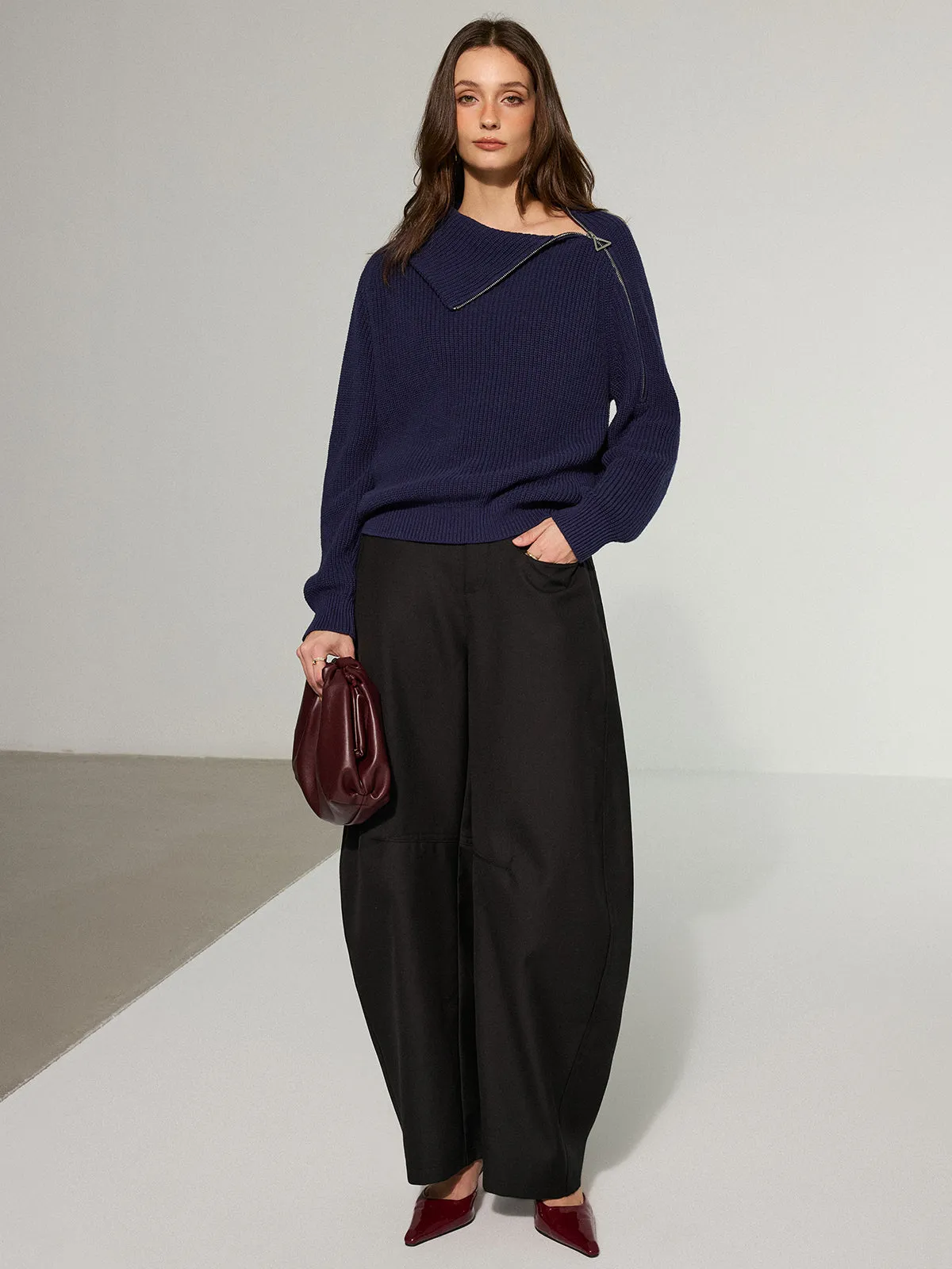 Asymmetric Side Zipper Sweater sold by COMMENSE product image thumbnail 4