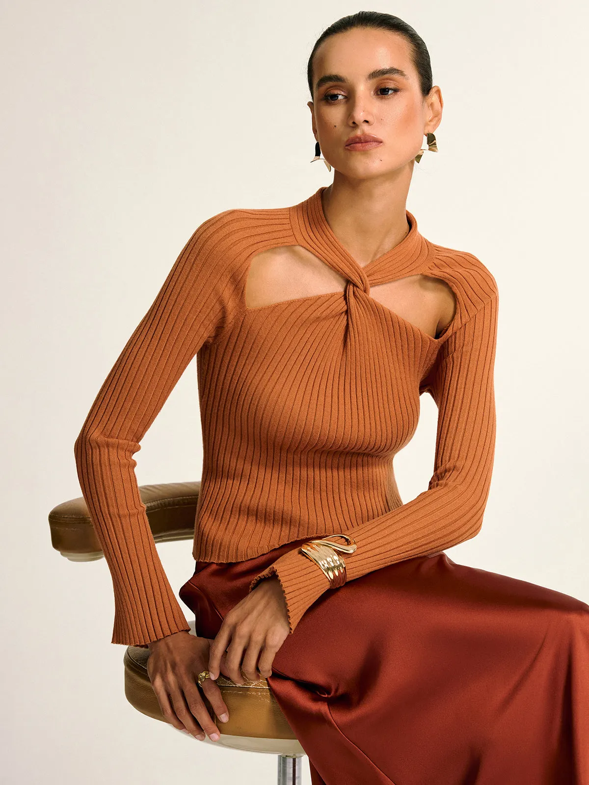 Twist Cut-Out Knit Top sold by COMMENSE product image thumbnail 3