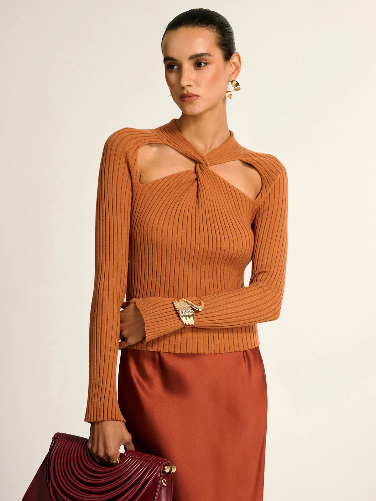 Twist Cut-Out Knit Top sold by COMMENSE product image thumbnail 4