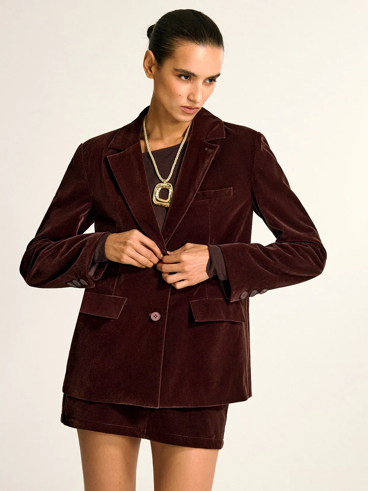 Velvet Shawl Collar Blazer sold by COMMENSE product image thumbnail 4