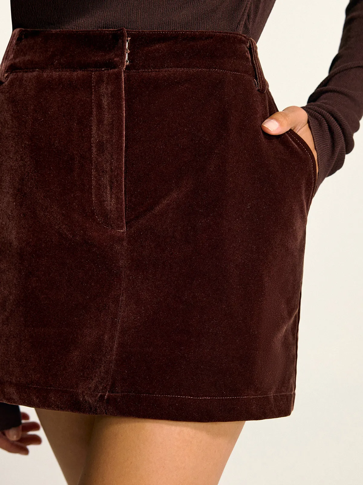 Velvet Mini Skirt without Belt sold by COMMENSE product image thumbnail 4