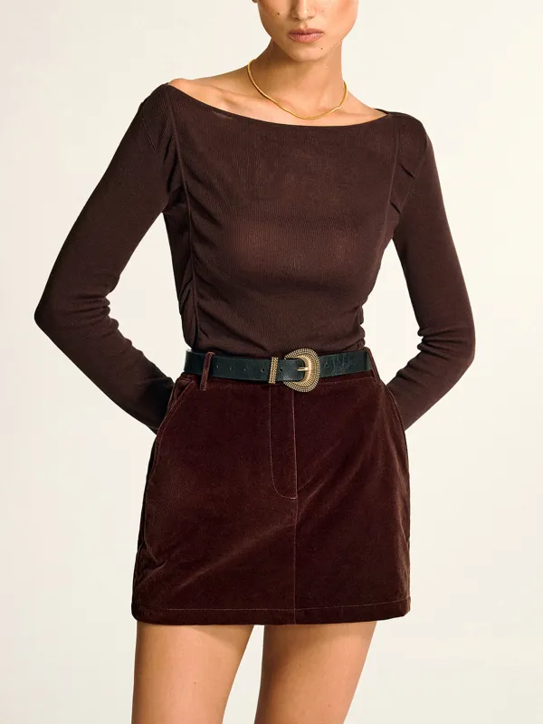 Velvet Mini Skirt without Belt sold by COMMENSE