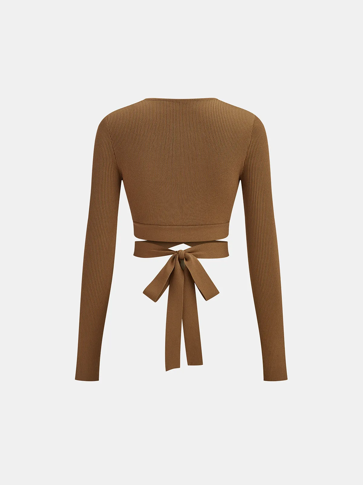 Ribbed Long Sleeve Tie-Back Top sold by COMMENSE product image thumbnail 2