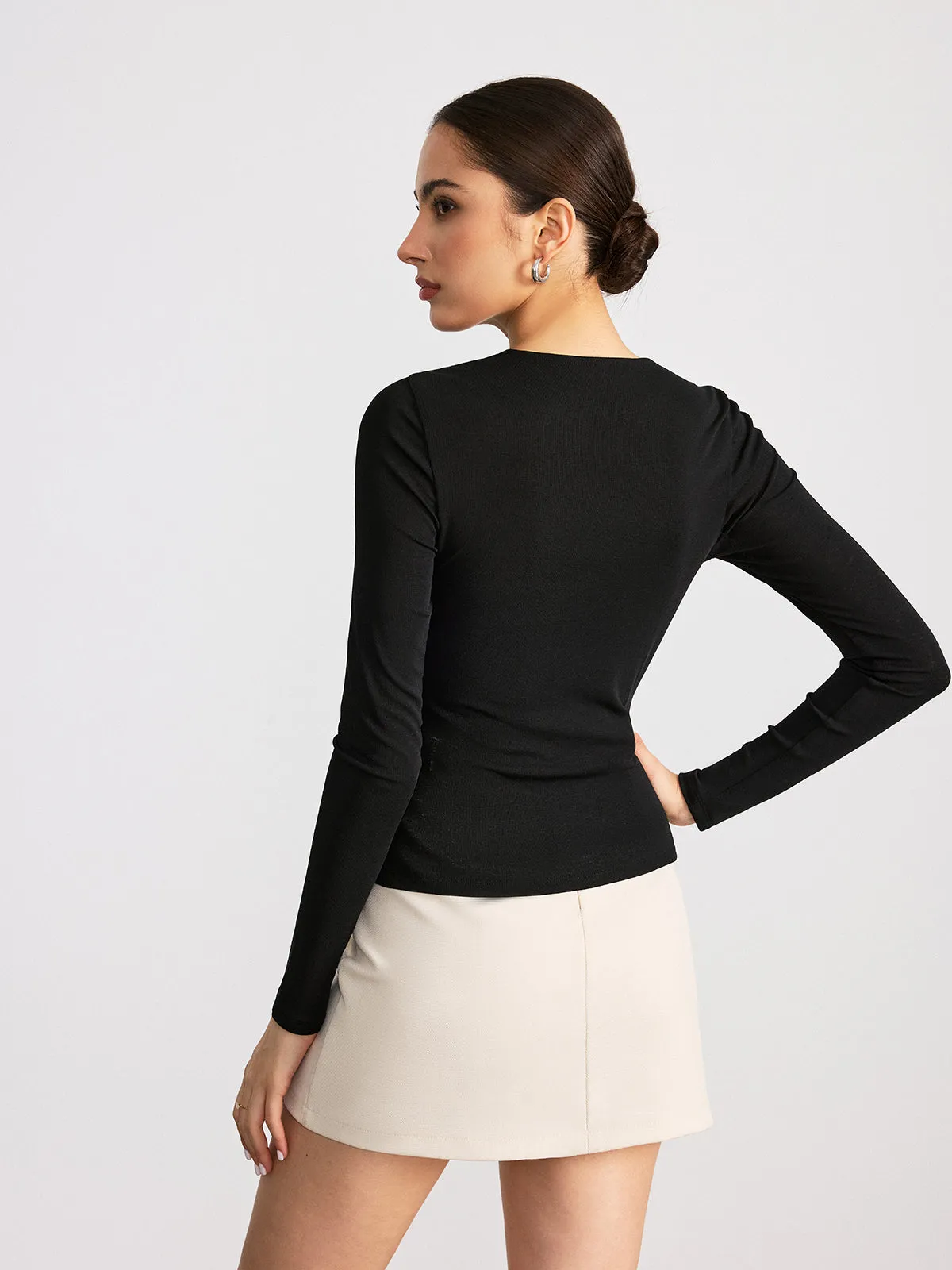 Keyhole Mandarin Button T-Shirt sold by COMMENSE product image thumbnail 4