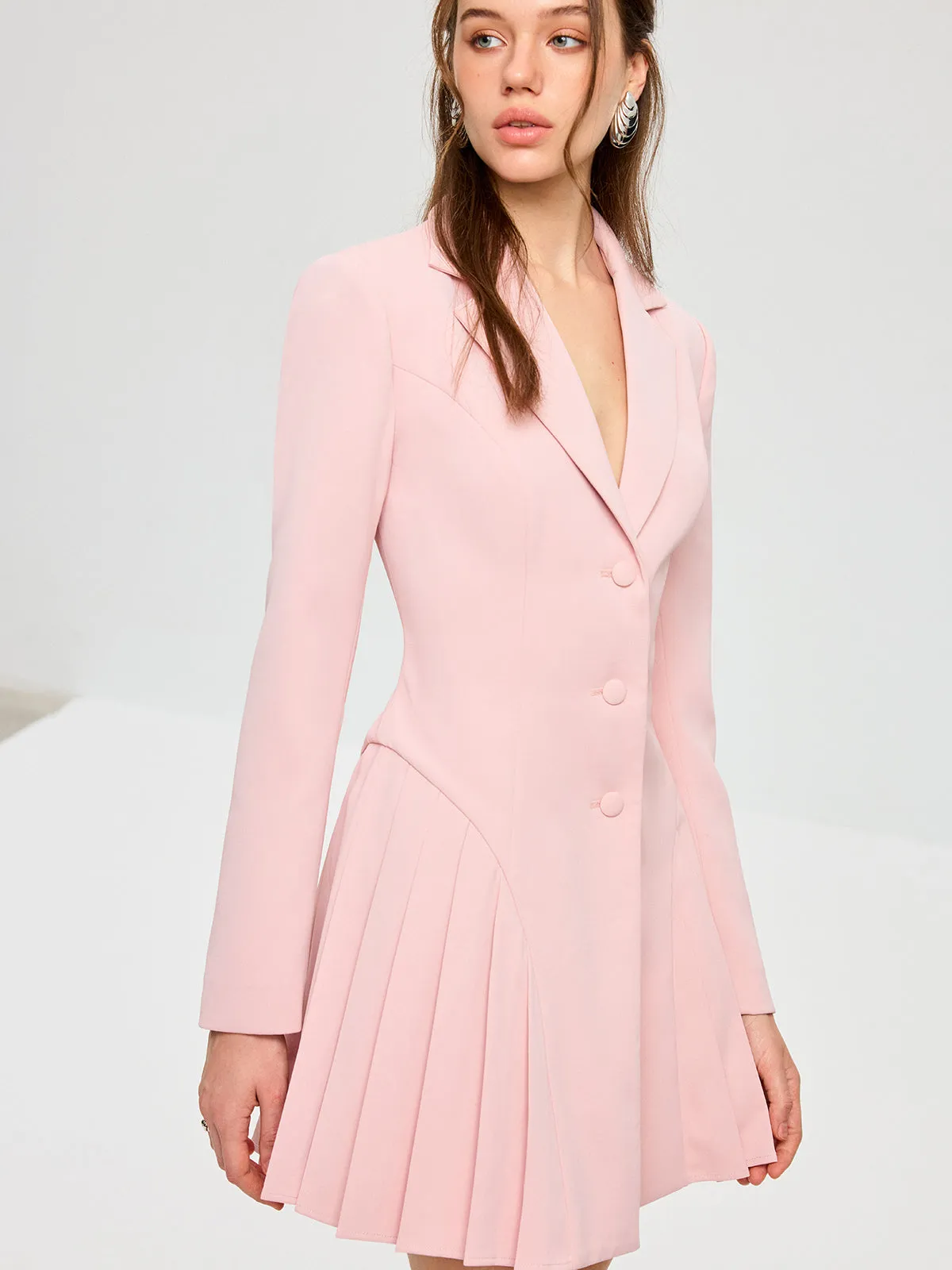 Pleated Fitted Blazer Dress sold by COMMENSE product image thumbnail 2