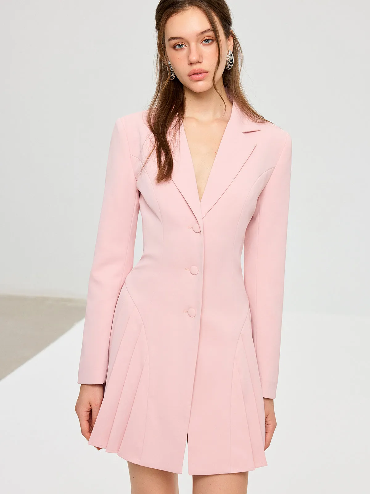 Pleated Fitted Blazer Dress sold by COMMENSE product image thumbnail 3