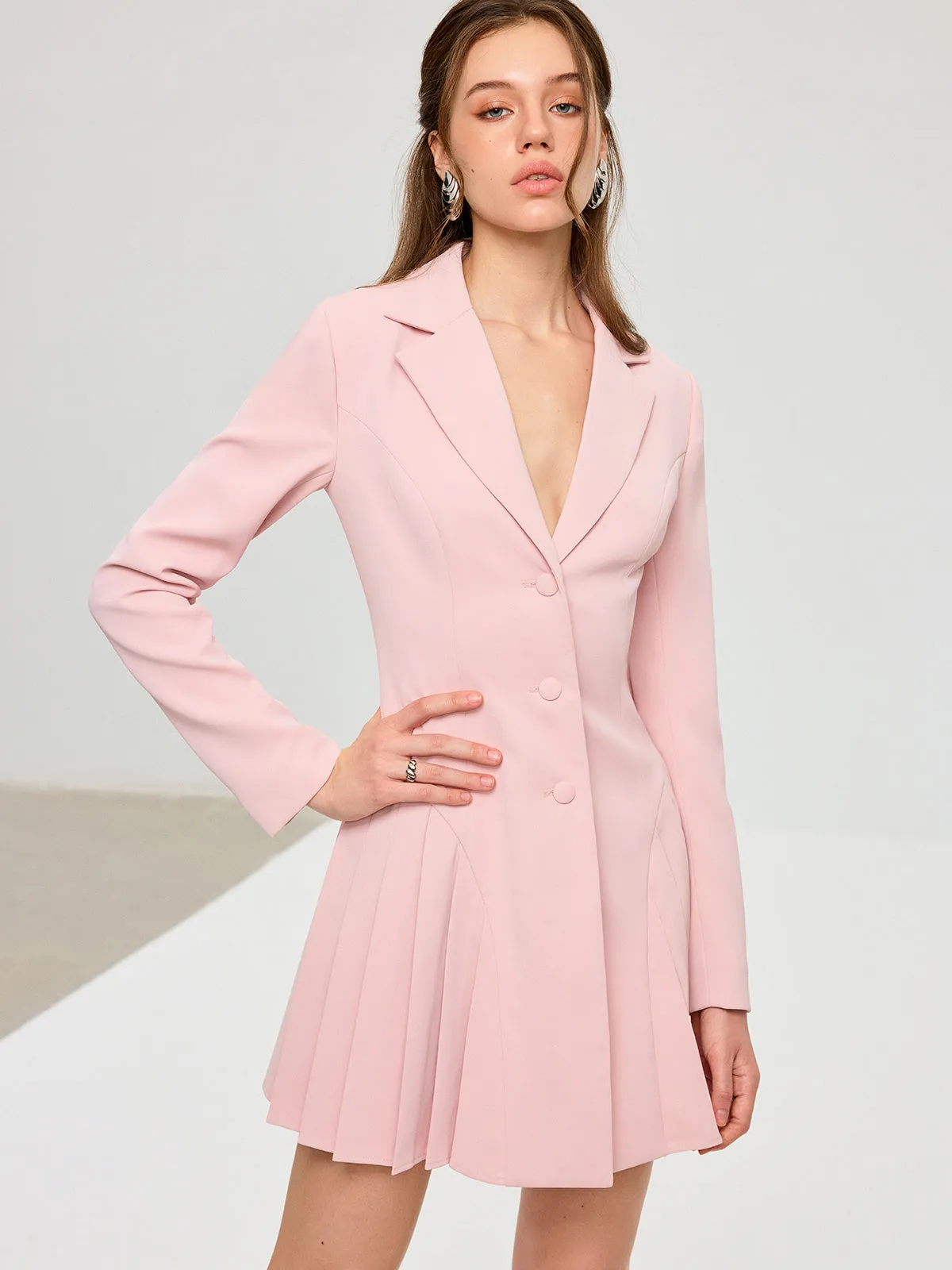 Pleated Fitted Blazer Dress sold by COMMENSE product image thumbnail 4