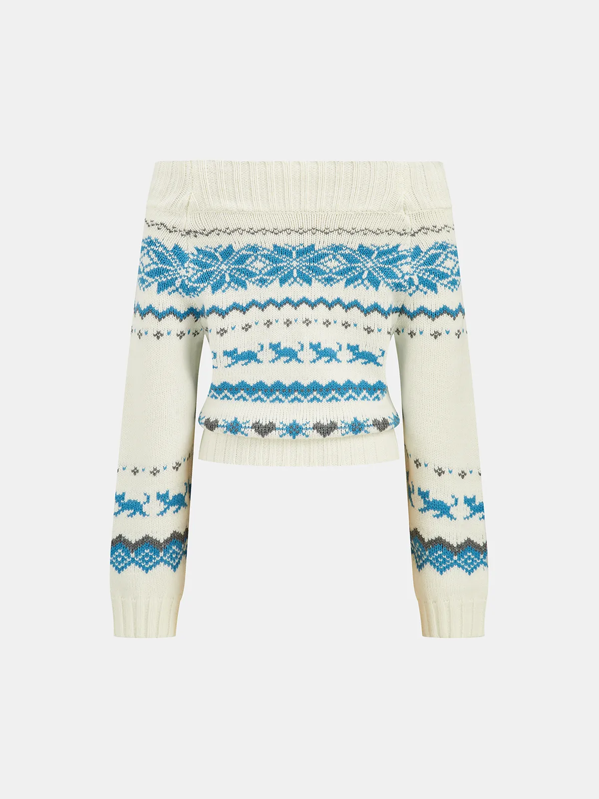 Off-Shoulder Fair Isle Sweater sold by COMMENSE product image thumbnail 3