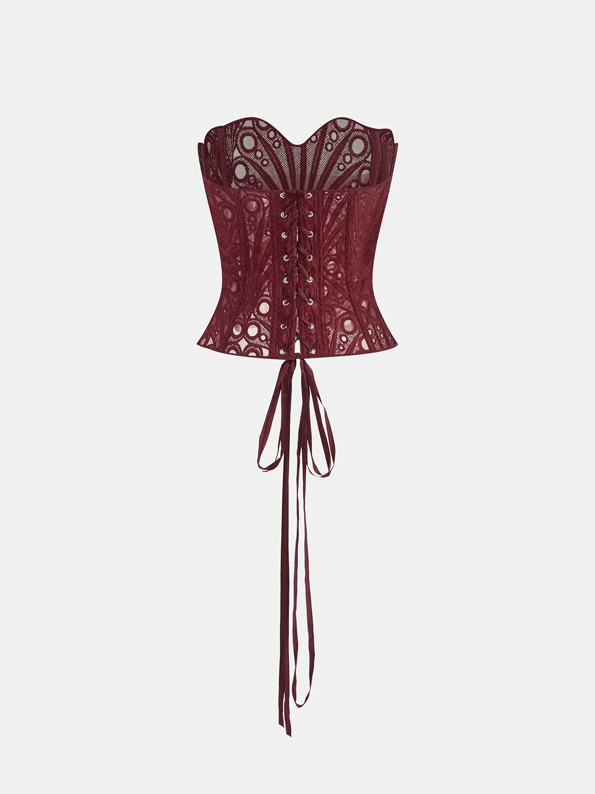 Lace Cut-Out Adjustable Back Tie Corset Top sold by COMMENSE product image thumbnail 4