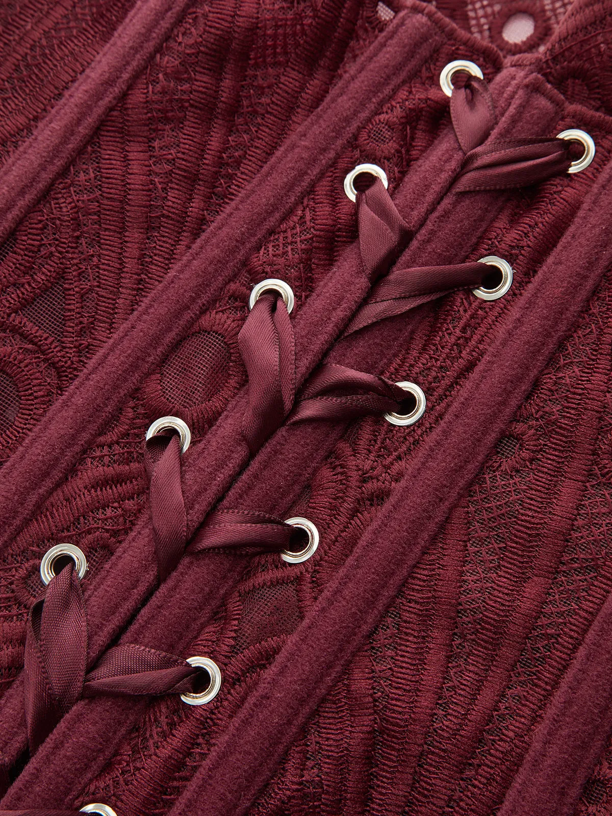 Lace Cut-Out Adjustable Back Tie Corset Top sold by COMMENSE product image thumbnail 2