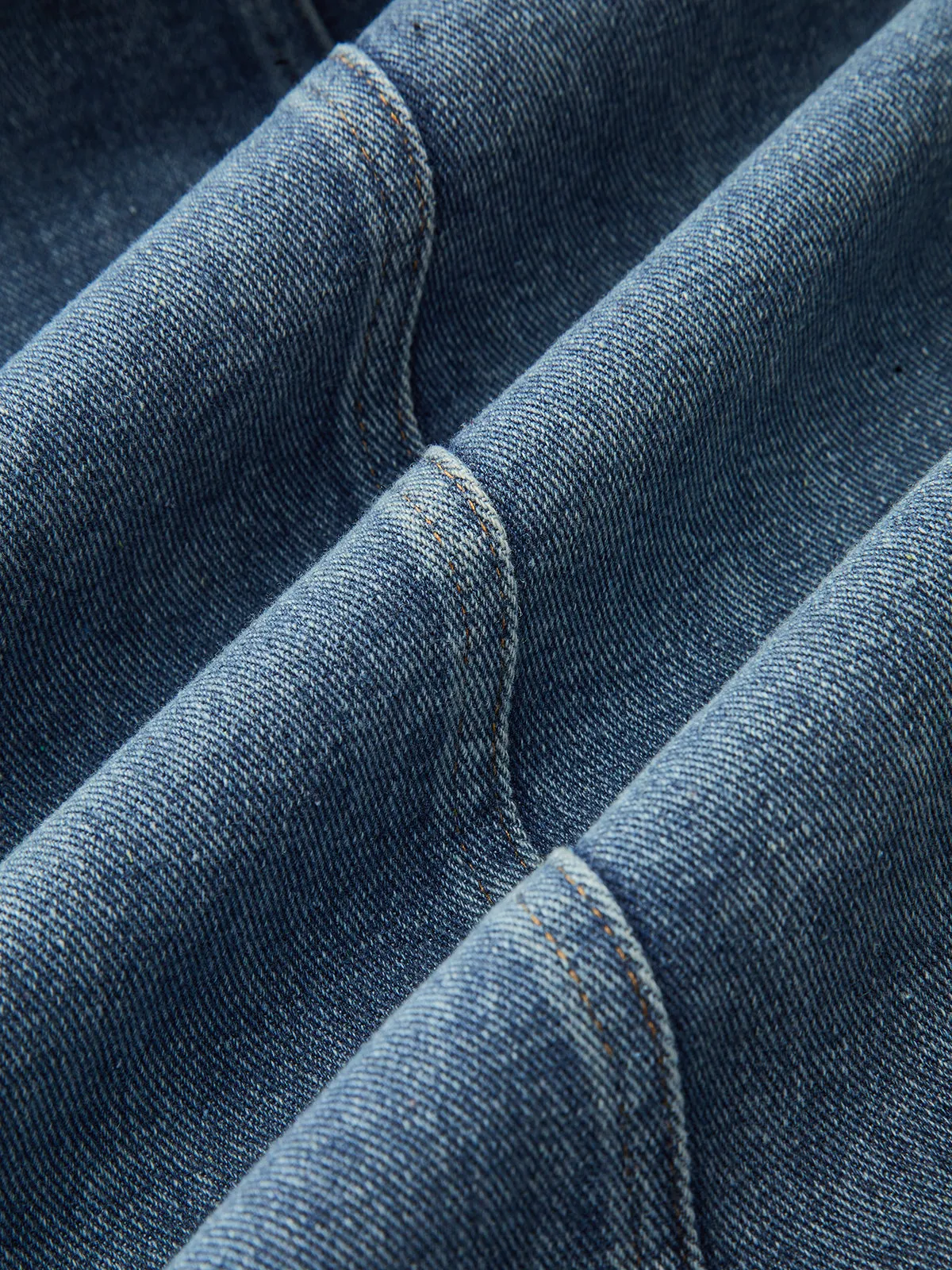 Denim Paneled Striped Drawstring Midi Skirt sold by COMMENSE product image thumbnail 5