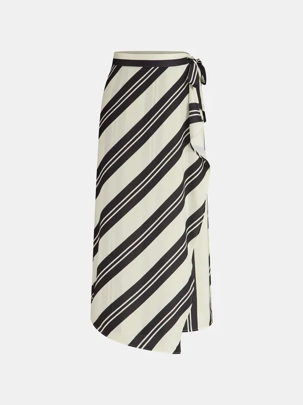 Striped Wrap Midi Skirt sold by COMMENSE