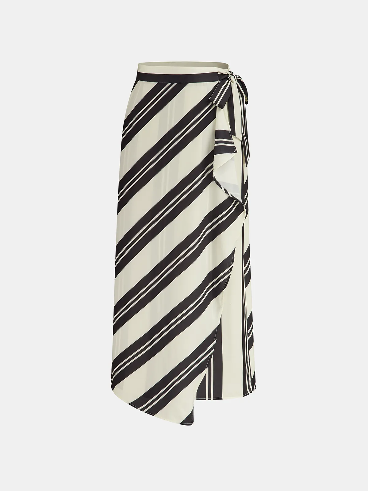 Striped Wrap Midi Skirt sold by COMMENSE product image thumbnail 2