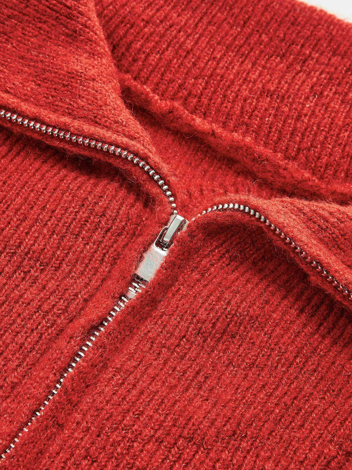 Half-Zip Wool Blend Cable Knit Top sold by COMMENSE product image thumbnail 4