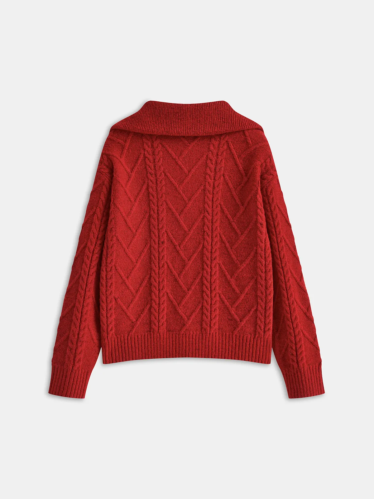 Half-Zip Wool Blend Cable Knit Top sold by COMMENSE product image thumbnail 3
