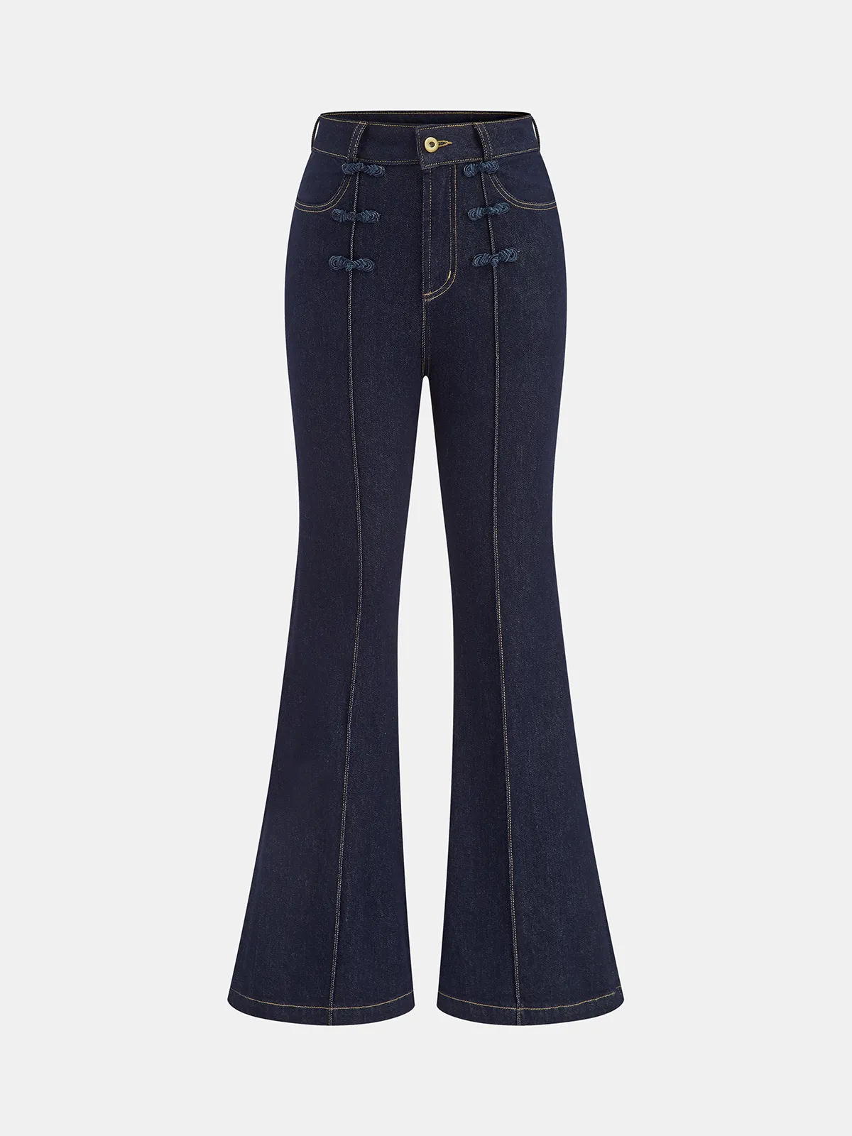 Mandarin Knot Slim Stretch Flare Denim Pants sold by COMMENSE product image thumbnail 2