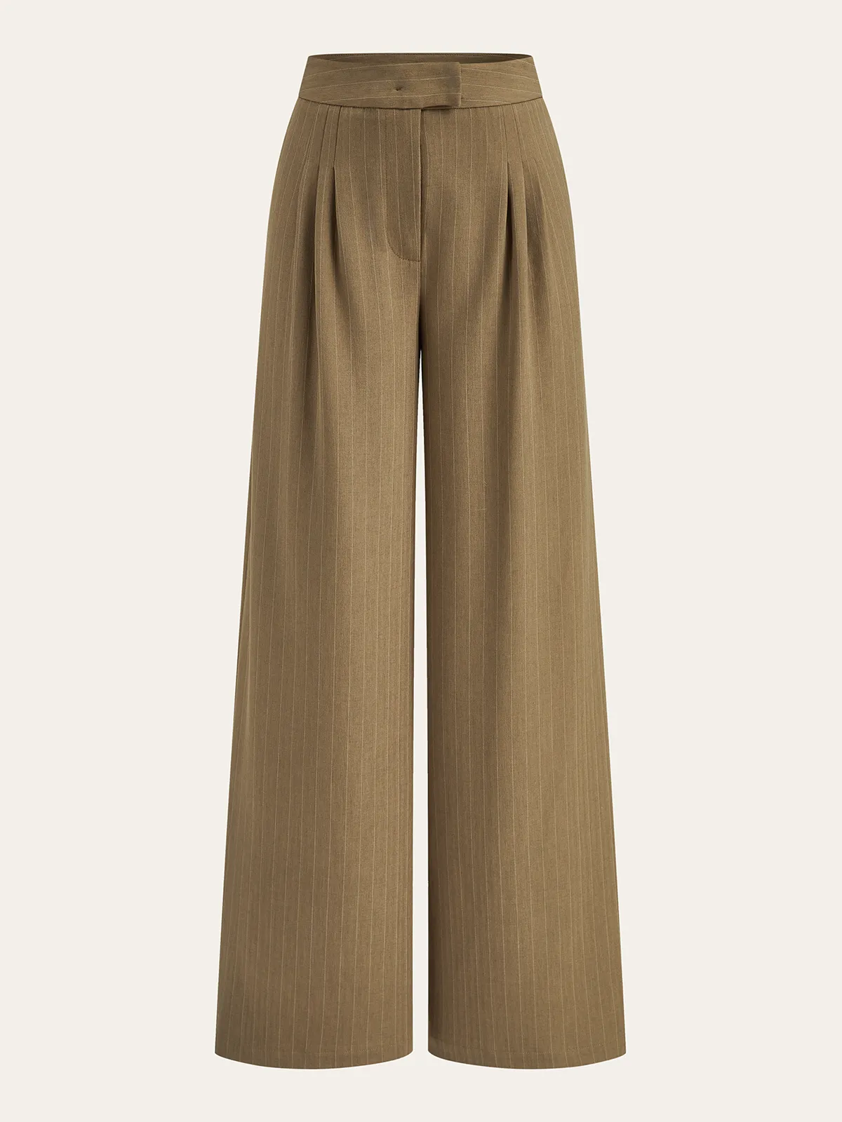 Pleated Pinstriped Wide-Leg Pants sold by COMMENSE