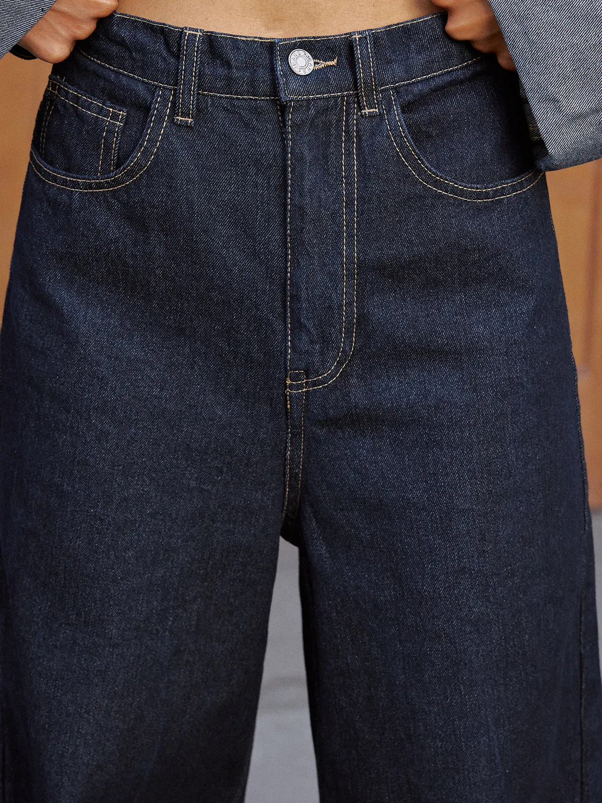 High-Waist Cuffed Wide-Leg Jeans sold by COMMENSE product image thumbnail 5